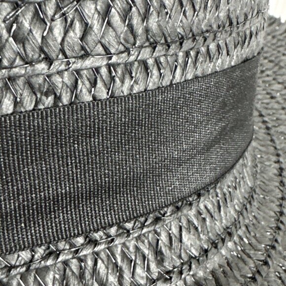 Fashion Hat Woven Fringed Sun Hat Grosgrain Ribbon Band Black NWT 9037 - Picture 6 of 14